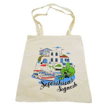 Myros - Sığacık Themed Customised Colorful Shopping Tote Bag 450x350 m