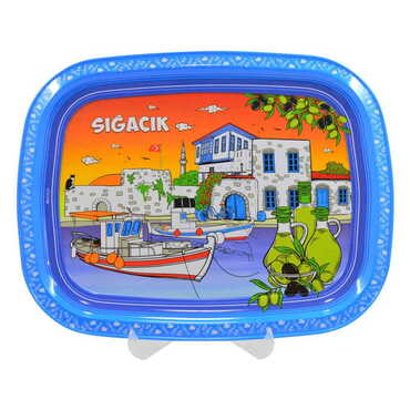 Myros - Sığacık Themed Customised Printed Tin Serving Tray 305x235 mm