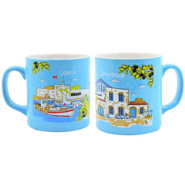 Myros - Sığacık Themed Customised Serigraphy Printed Ceramic Mug 82x90 mm