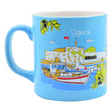 Sığacık Themed Customised Serigraphy Printed Ceramic Mug 82x90 mm - Thumbnail