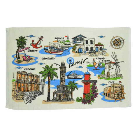 Sığacık Themed Customised Serigraphy Printed Hand Towel 300x500 mm