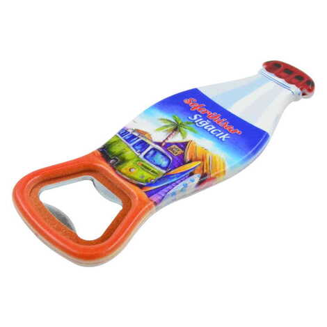 Sığacık Themed Customised Uv Printed Coca Cola Bottle Shape Plastic Base Bottle Opener 42x120 mm - 2