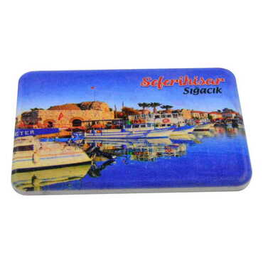 Sığacık Themed Customised UV Printed Plastic Base Rectangle Fridge Magnet 80x50 mm - Thumbnail