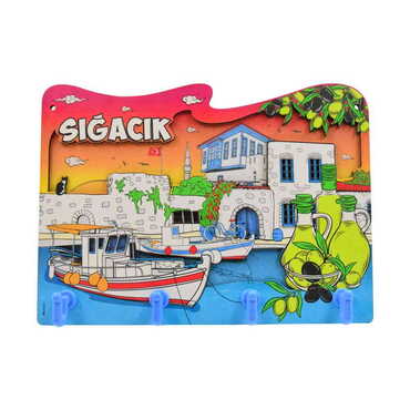 Myros - Sığacık Themed Customised Wooden Wall Keychain Holder