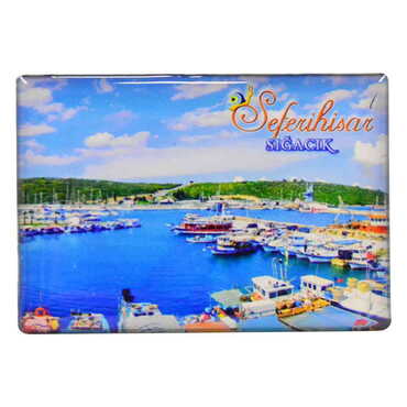 Sığacık Themed Epoxy Dome Rectangle Souvenir Fridge Magnet 80x55 cm - Thumbnail