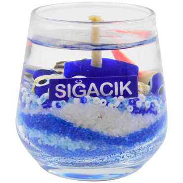 Sığacık Themed Glass Transparent Gel Candle - Thumbnail