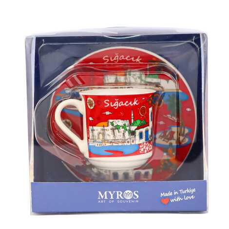 Sığacık Themed Single Porcelain Coffee Cup - 1