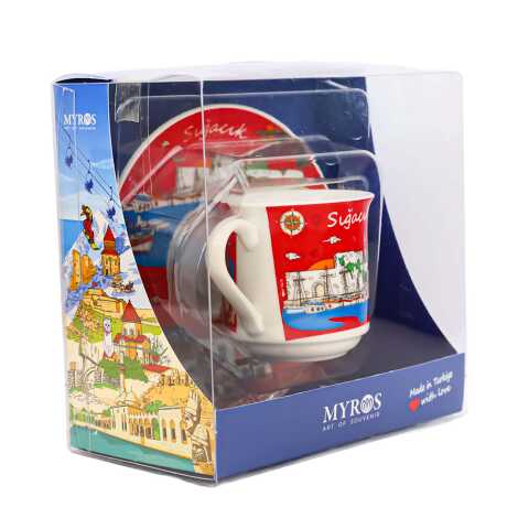 Sığacık Themed Single Porcelain Coffee Cup - 6