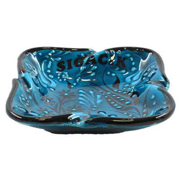 Sığacık Themed Turkish Ceramic Square Ashtray Small Size - Thumbnail