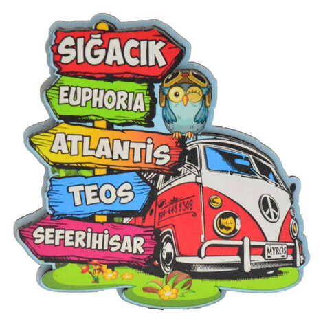 Sığacık Themed Wooden Customised 2D Souvenir Fridge Magnet