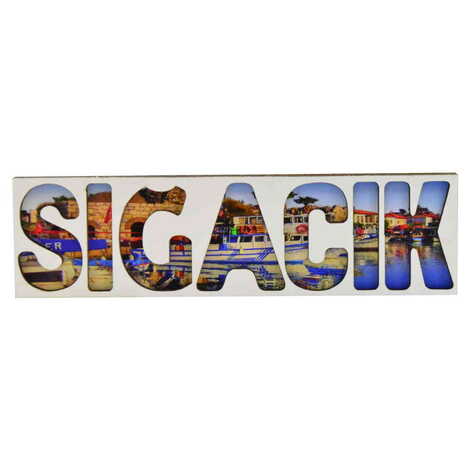 Sığacık Themed Wooden Customised City Name Letter Souvenir Fridge Magnet