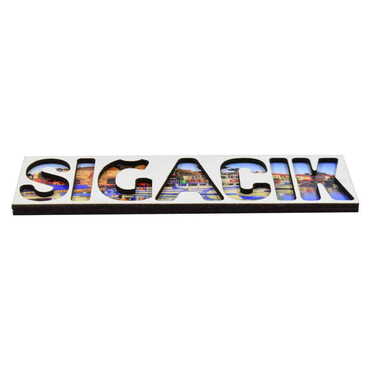 Sığacık Themed Wooden Customised City Name Letter Souvenir Fridge Magnet - Thumbnail