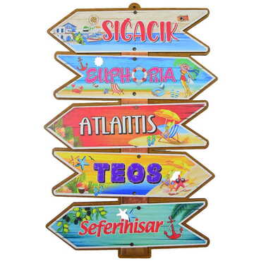 Myros - Sığacık Themed Wooden Customised Door Sign Board 200x290 Mm