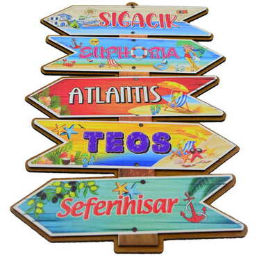 Sığacık Themed Wooden Customised Door Sign Board 200x290 Mm - Thumbnail