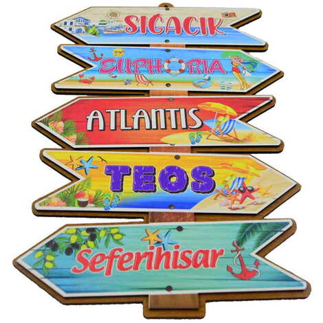 Sığacık Themed Wooden Customised Door Sign Board 200x290 Mm