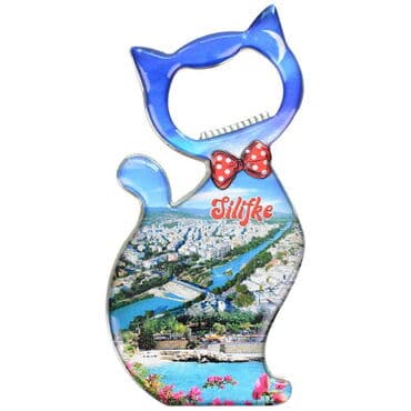 Wholesale Silifke Themed Myros Metal Cat Bottle Opener Refrigerator Magnet 97x48 mm
