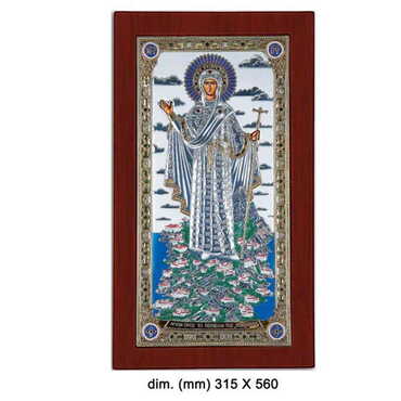 Myros - Silve Virgin Mary Gerontissa Serigraphy Gold Wooden r Icon 190X390 mm