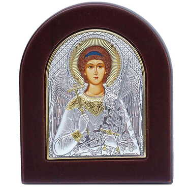 Myros - Silver Guardian Angel Serigraphy Gold Icon 85X100 mm