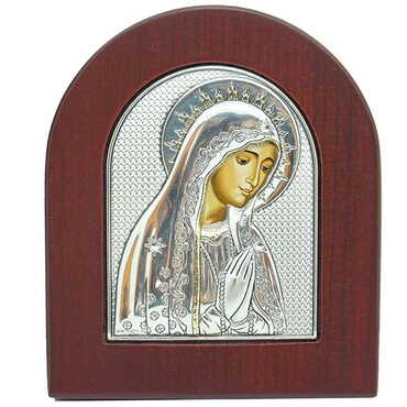 Myros - Silver Icon 85X100 Virgin Mary Prayer Serigraphy Gold Icon 85X100 mm