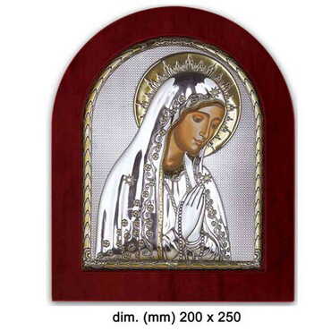 Myros - Silver Virgin Mary and Angels Serigraphy Icon 200X250 mm