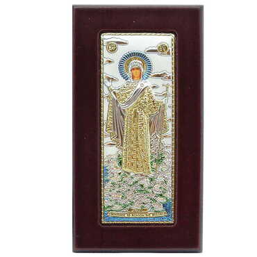 Myros - Silver Virgin Mary Prayer Serigraphy Gold Icon 200X250 mm