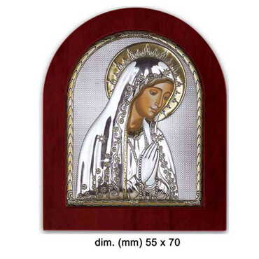 Myros - Silver Virgin Mary Prayer Serigraphy Gold Icon 55X70 mm