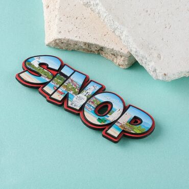 Myros - Sinop Themed Wooden UV Printed City Name Letter Fridge Magnet