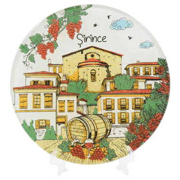 Myros - Şirince Themed Bespoke Printed Glass Plate 18 Cm