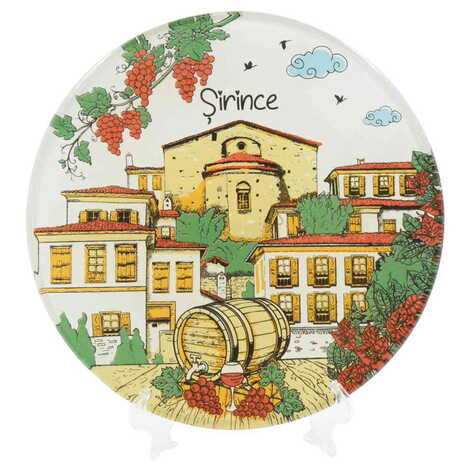 Şirince Themed Bespoke Printed Glass Plate 18 Cm