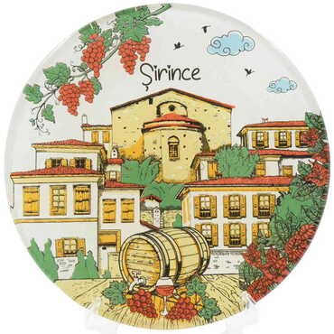 Myros - Şirince Themed Bespoke Printed Glass Plate 21 Cm