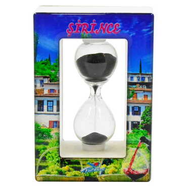 Şirince Themed Custom Logo Printed Wooden Hourglass - Thumbnail