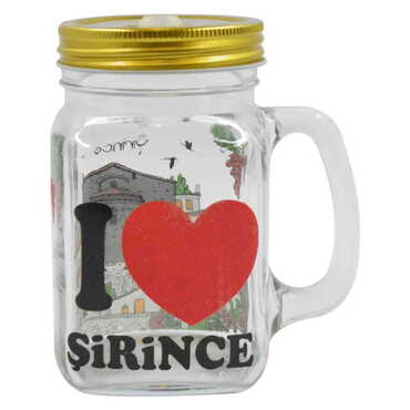 Şirince Themed Customised 350 Cc Glass Mason Jar - Thumbnail