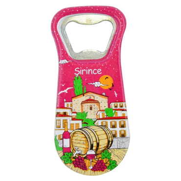 Myros - Şirince Themed Customised Uv Printed Plastic Base Plastic Base Bottle Opener 95x43 mm