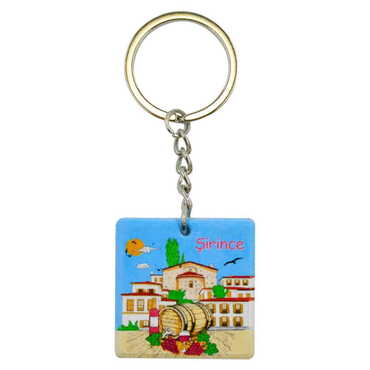 Şirince Themed Customised Uv Printed Plastic Base Round Keyring 40x108 mm - Thumbnail