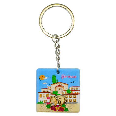 Şirince Themed Customised Uv Printed Plastic Base Round Keyring 40x108 mm