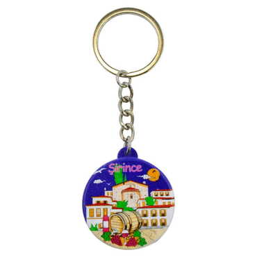 Şirince Themed Customised UV Printed Plastic Base Square Keyring 38x100 mm - Thumbnail