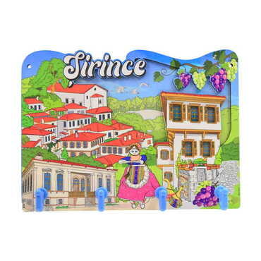 Şirince Themed Customised Wooden Wall Keychain Holder - Thumbnail