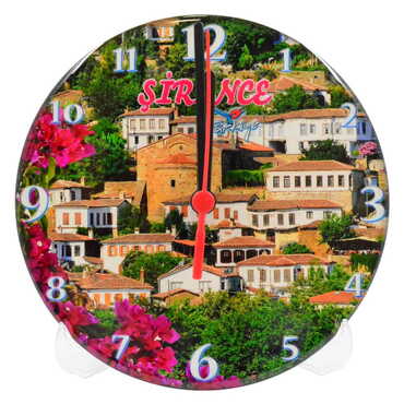 Şirince Themed Epoxy Wall Clock Home Decoration 17 Cm - Thumbnail