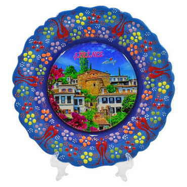 Myros - Şirince Themed Turkish Ceramic Plate With Epoxy 18 Cm