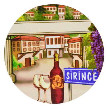 Şirince Themed Wooden Custom Printed Souvenir Coaster 100 mm - Thumbnail