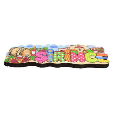 Şirince Themed Wooden Customised 2D Souvenir Fridge Magnet - Thumbnail