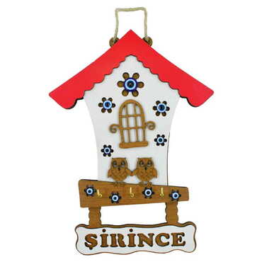 Şirince Themed Wooden Wall Hanging Decoration 25 Cm - Thumbnail