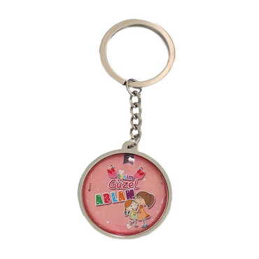 Sister Themed Metal Double Face Round Keychain 40x95 mm - Myros