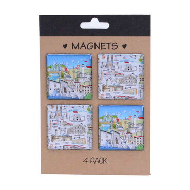 Myros - Toptan Sivas Temalı Myros Dörtlü Kartonet Magnet Seti 40x40 mm