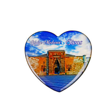 Sivas Temalı Myros Kalp Magnet 65x60 mm - Myros