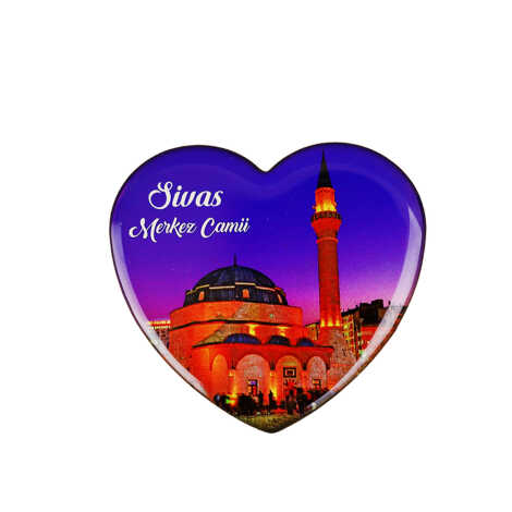 Sivas Temalı Myros Kalp Magnet 65x60 mm - 6
