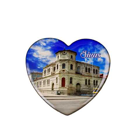 Sivas Temalı Myros Kalp Magnet 65x60 mm - 9