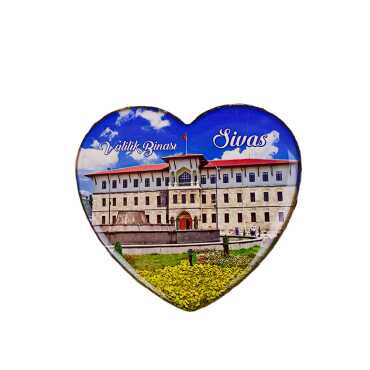 Sivas Temalı Myros Kalp Magnet 65x60 mm - 13