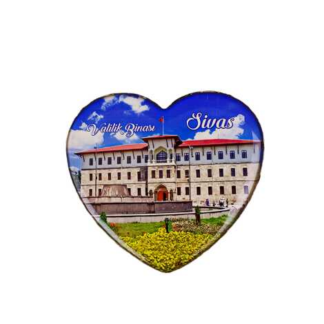 Sivas Temalı Myros Kalp Magnet 65x60 mm - 13