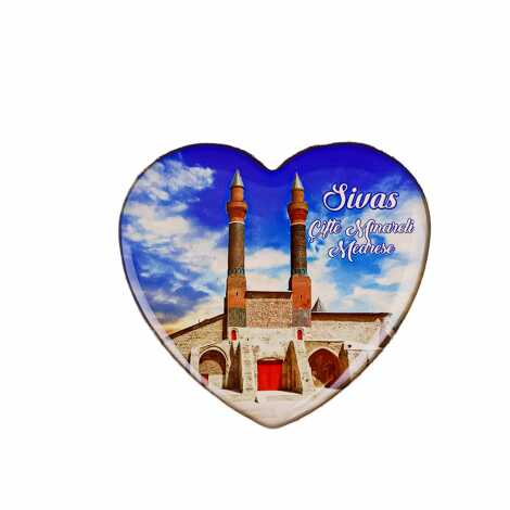 Sivas Temalı Myros Kalp Magnet 65x60 mm - 14